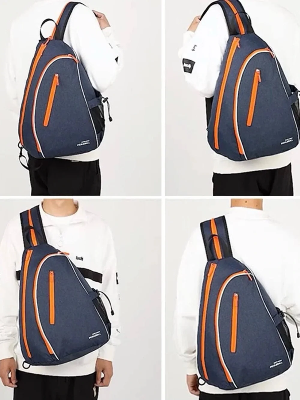 Men’s Sling Backpack in Blue with Orange Trim - Athletic Carry